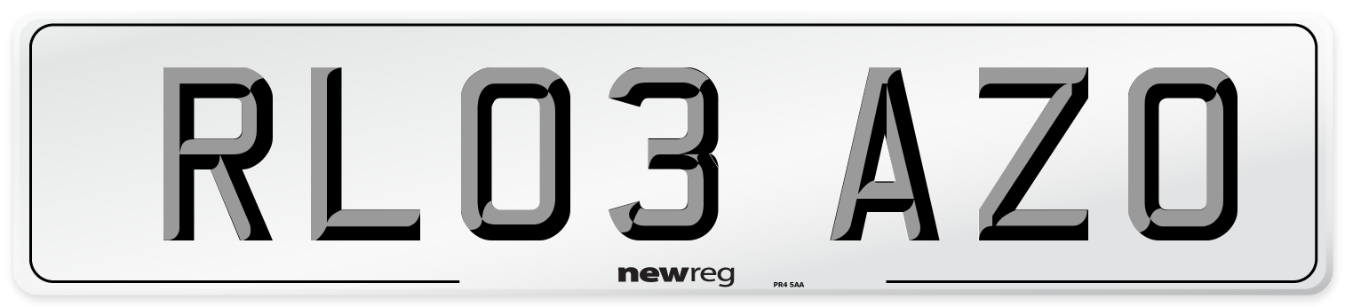 RL03 AZO Number Plate from New Reg